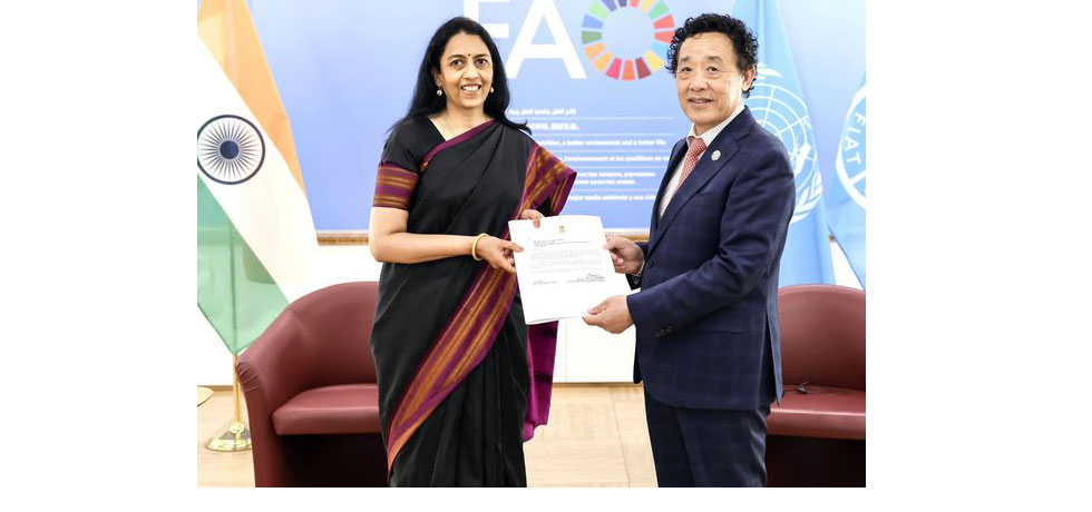 Ambassador and Permanent Representative of India presented Letter of Credentials to H.E. Mr. Qu Dongyu, Director General of Food and Agriculture Organisation